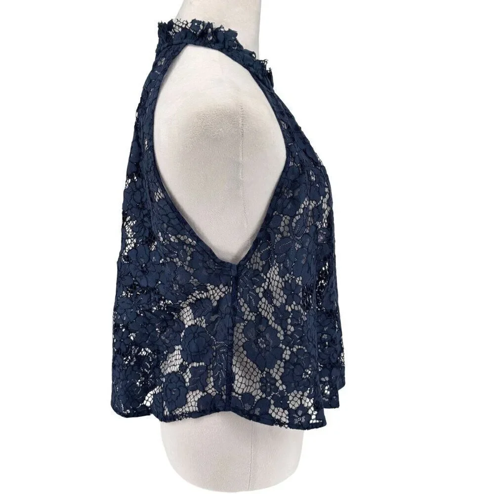 Free People Womens Halter Lace Top Sweet Meadow Dreams In Blue Sz S - Picture 6 of 11